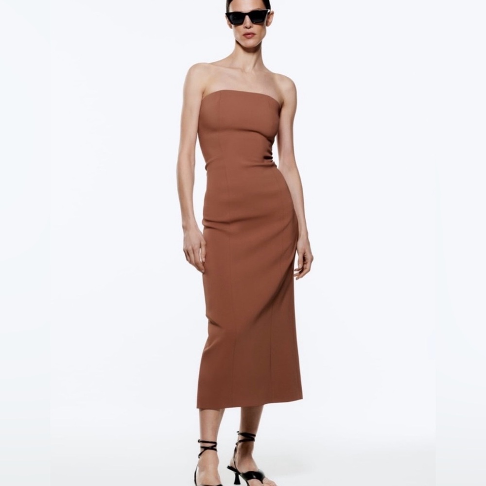 Zara Strapless Dark Brown Dress
